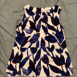 Blue, Purple, white floral medium blouse top.